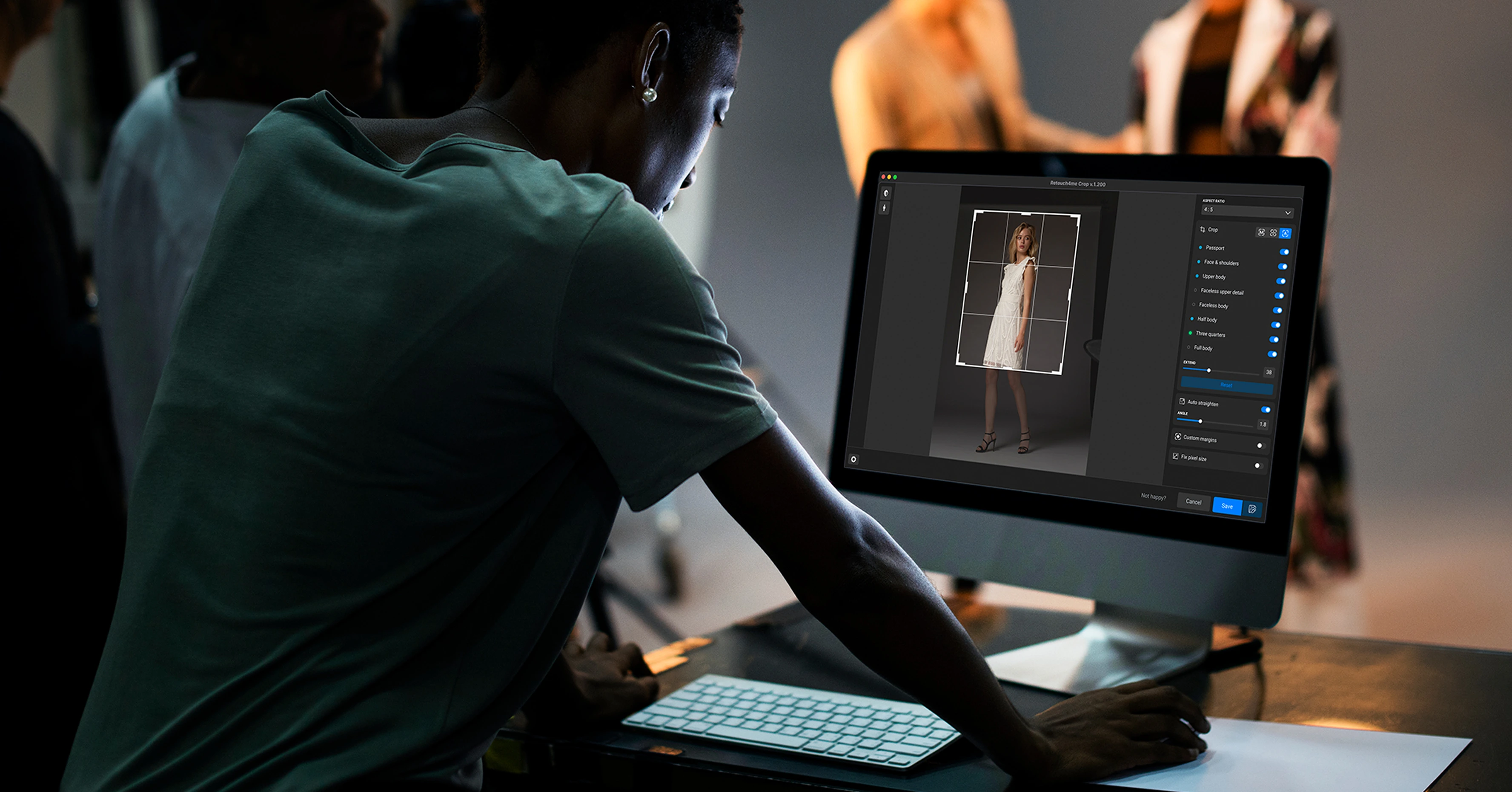 photographer retoucher working on photoshoot
